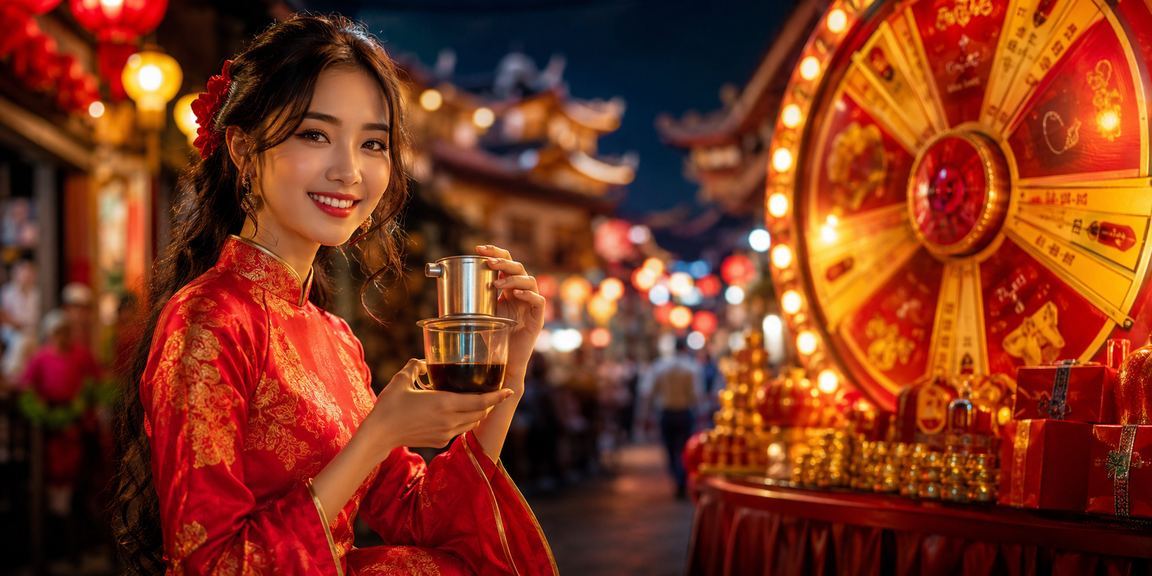 Người dùng tại Huế tham gia vòng quay may mắn kết hợp thưởng thức cà phê truyền thống