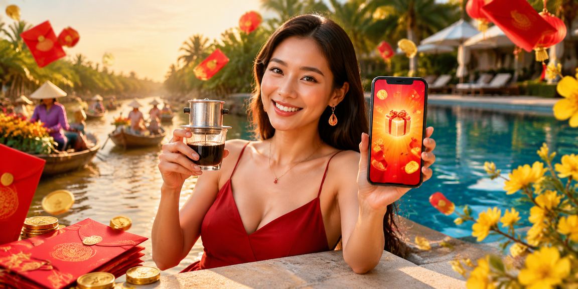 Người dùng vùng Mekong thưởng thức cà phê Việt và nhận phong bì đỏ bonus may mắn