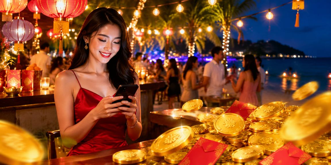 Đèn lồng và phong bì đỏ trong không khí lễ hội tại Phú Quốc – may mắn và xổ số dịp Tết